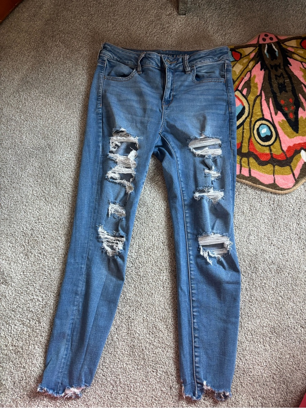 American Eagle Outfitters Ripped Skinny Jeans - Blue